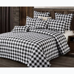 Black & White Plaid Quilt Set - King Size