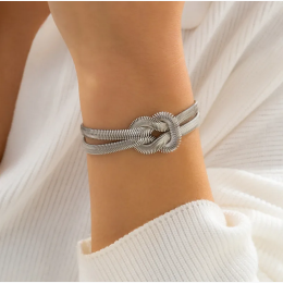 Women's Knotted Double Chain Bracelet in Silver