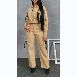 Women's Utility Cargo Cropped Jacket & Pant Set - 2 Color Options