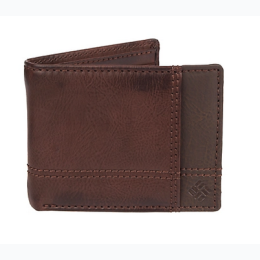 Men's Brand Name RFID-Blocking Traveler Wallet in Brown