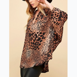 Women's Leopard Print Gabby Style Long Sleeve Top