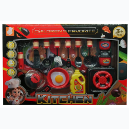 Kids Kitchen Pretend Cookware Playset w/ Utensils