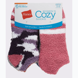 Women’s ‘Hanes’ Cozy Socks 6 Pair Pack - Assorted Colors