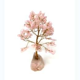 Rose Quartz Gemstone Copper Wire Tree - 160ct Chip - 7" H