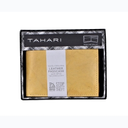 Men's Tahari Genuine Leather Passcase Wallet w/ RFID Technology in Tan