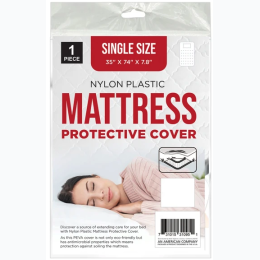 Single Size Twin Mattress Nylon Plastic Protective Cover 35" x 74" x 7.8"