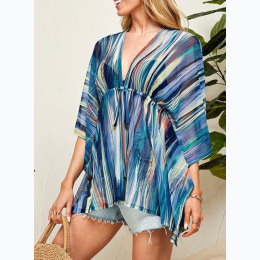 PLUS SIZE MULTI COLOR OVERSIZED MESH TOP WITH STRANDS