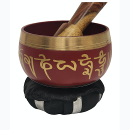 Red 3"D Tibetan Singing Bowl Set