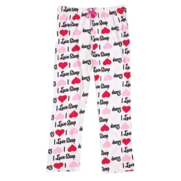 Girl's Allover Print Polysuede Lounge Pants - I Love Sleep