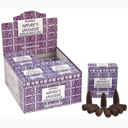 Goloka Nature's Lavender Backflow Incense Cones - 10ct Box