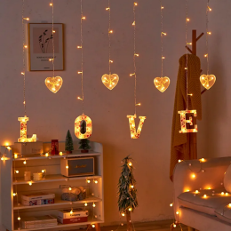 Worded Love & Hearts LED String Lights