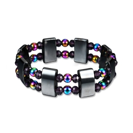 Handmade Multi-Color Double Layer Hematite Stretch Bracelet