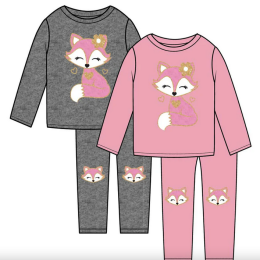 GIRLS PINK Fox Applique Crew Neck Jog Set W Kneehits - 2 Color Options