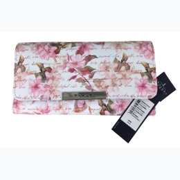 Famous Maker Clutch Wallet - Pink Floral On White