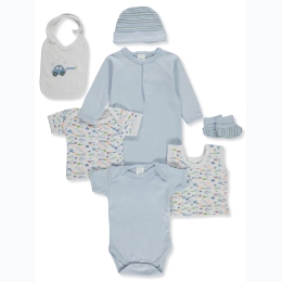 Big Oshi Newborn Baby 7pc Layette Gift Box Set in Blue