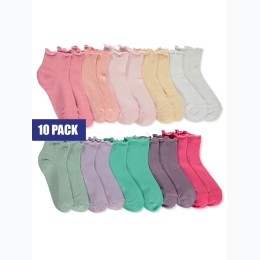 Girl's Madison & Parke 10pk Lettuce Cuff Ankle Socks - Size 4-6