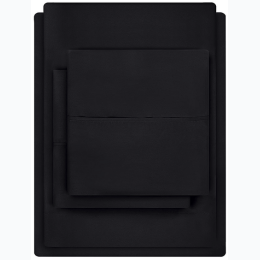 King Size Premium Brushed Microfiber Bed Sheet Set - in Black