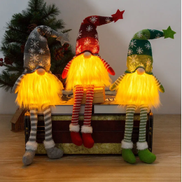 Knitted LED Festive Long Legged Gnome Shelf Sitter - 3 Color Options