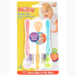 Nuby Easy Go 3-Pack Spoons with Travel Case