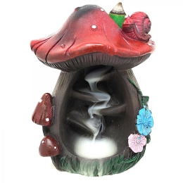 Mushroom House Backflow Incense Burner w/ Assorted  Cones -  5" H