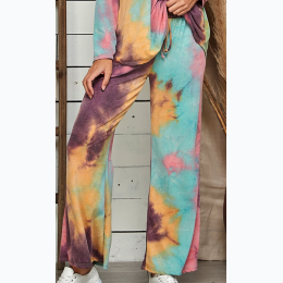 Wide Leg Tie Dye Pocket Bell Pants in Purple