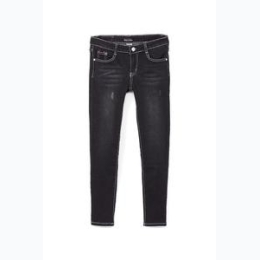 Boy's Stretch Contrast Seam Denim Jeans in Black