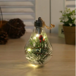 Lightbulb Shape LED Transparent Light Ball Tree Ornament