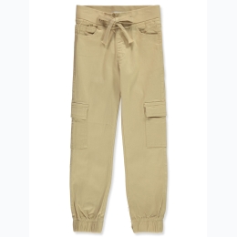 Girl's Lightweight Drawstring Cargo Joggers in Khaki - Sizes 4-6x