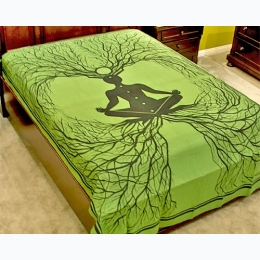 Chakra Tree Vined Tapestry in Green - 72" x 108"