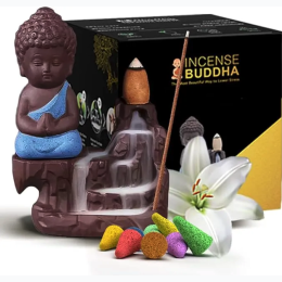 Inscents Buddha Backflow Incense Burner w/ 10ct Cones