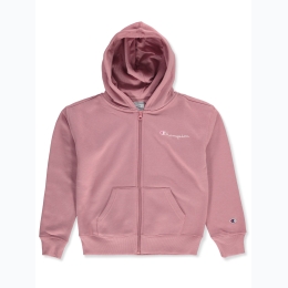 Girl's Solid Champion Logo Zip-Up Hoodie in Mauve