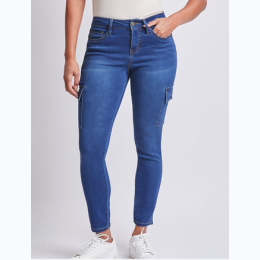 Missy Hyperdenim Mid Rise Skinny Cargo Jeans in Dark Indigo