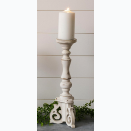 Distressed Candle Holder with Corbel Feet - Large -  16.5" H x 6" Dia