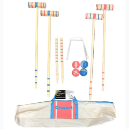 2 - 4 Player Croquet Set with Mallets, Balls, Wickets and Carrying Bag