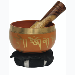 Orange 3"D Tibetan Singing Bowl Set