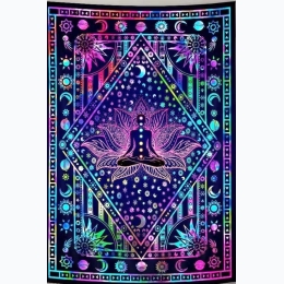 Tie Dye Celestial 7 Chakra Meditation  Tapestry - 55''x85''