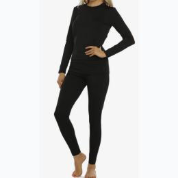 Women's Famous Maker 2 Piece Fleece Lined Baselayer in Black