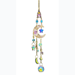 Jeweled Moon & Crystal Suncatcher - 15" L