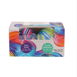 Colour-Changing 2pc Bath Bomb Set - Galaxy & Sea Foam Duo