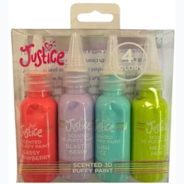 Justice 4 Pack Scented 3D Puffy Fabric Paint - Strawberry, Berry, Lush Ice, Melon