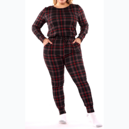 Plus Size Women's Holiday Pajamas Set - Top & Jogger