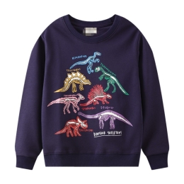 Toddler Boy Glow-in-the-Dark Skeletal Dinosaur Sweatshirt in Navy