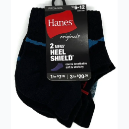 Men’s Hanes No Show Socks 2 Pack - Colors May Vary - Shoe Size: 6-12