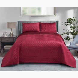 Moroccan Burgundy Micromink Quilt Set - King