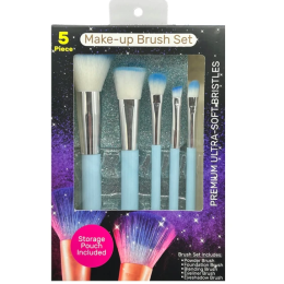 5pc Make-Up Brush Set w/ Blue Glitter Carrying Case
