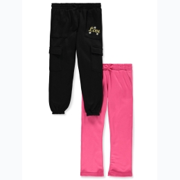 Girl's Real Love 2pk Solid Jogger Pants in Black & Pink