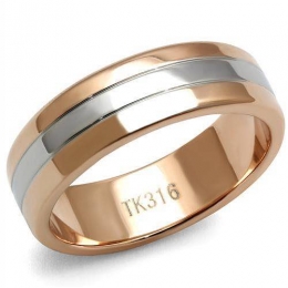 Unisex Two-Tone Stainless Steel and  IP Rose Gold Ring