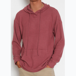 Men's Brushed Waffle Long Sleeve Hoodie - 3 Color Options