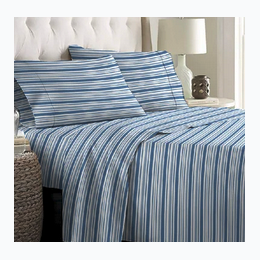 Twin Size Bed Series 1200 Sheet Set in 2 Tone Blue and White Stripe