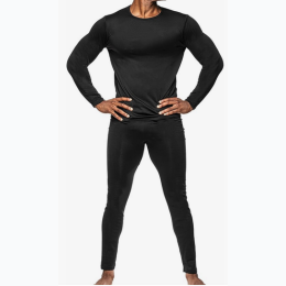 Men's Famous Maker 2 Piece Fleece Lined Baselayer in Black